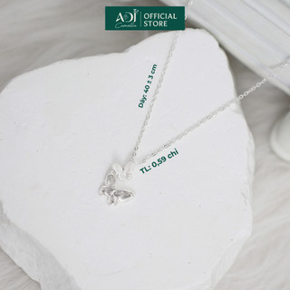 Dây Chuyền Bạc S925 Nữ ADJ Đính Đá CZ Bướm Đôi – Vòng Cổ Nữ Cao Cấp Thanh Lịch, Trang Sức Bạc Quà Tặng SD10899AD