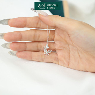Dây Chuyền Bạc S925 Nữ ADJ Đính Đá CZ Bướm Đôi – Vòng Cổ Nữ Cao Cấp Thanh Lịch, Trang Sức Bạc Quà Tặng SD10899AD