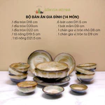 Bộ Bát Đĩa Gốm Sứ 14 Món Men Hỏa Biến Hàng Thủ Công Cho Gia Đình, Bộ Chén Bát Cao Cấp - Gốm Sứ Bát Tràng — ảnh 4