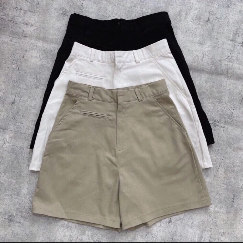 [Peinn]Quần short nữ lưng cao Túi Mổ chất liệu vải kaki mềm, đẹp co giãn nhẹ kiểu dáng Hàn Quốc trẻ trung năng động