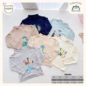Combo 3-5 Áo thun Happy kids lạnh dài tay, cổ 3p mặc mùa thu đông dành cho bé từ 0-18 tháng tuổi Bahu_Baby