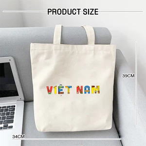 Túi tote có khóa Việt Nam ĐẬM NÉT VĂN HOÁ VIỆT Túi vải canvas đeo vai đi du lịch đi chơi 35x40cm tota0269