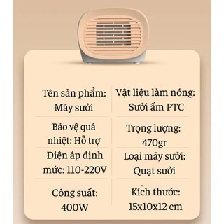 Máy Sưởi Mini,Quạt Sưởi Mini,Làm ,Âm Phòng Trong 3s Công Suất 400W,Để Bàn Làm Việc Phù Hợ