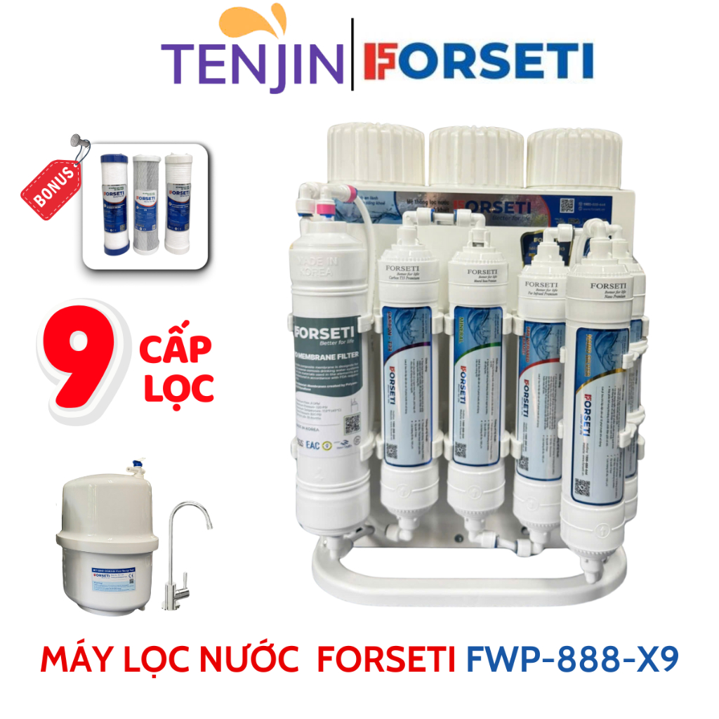 Máy Lọc Nước Để Gầm FORSETI FWP-888-X10 10 Cấp Lọc Công Suất 15 lít/h Bình áp 8 Lít, Bảo Hành 2 năm