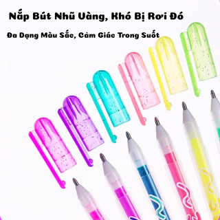 Bộ Bút Gel Nước Màu 3D Jelly Pen 6/12 Bút, Ngòi Bút 0.5mm, Mực Trơn Tru,Đều Màu Viết Được Trên Nhiều Bề Mặt Sáng Tạo