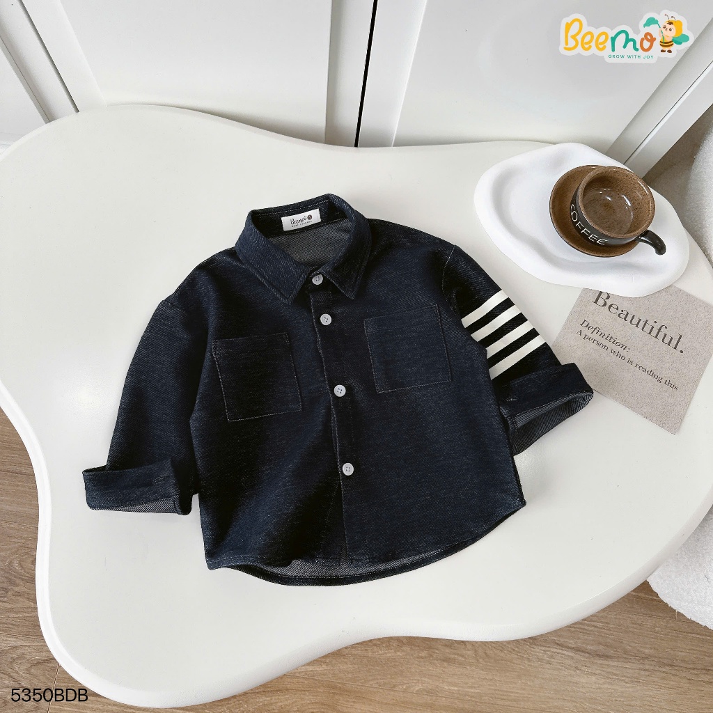 Bộ sơ mi giả bò cổ đức phong cách Hàn Quốc, set sơ mi bảnh bao cho bé 5350BDB