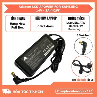 Sạc Laptop APOWER For Samsung 19V – 3.16A/4.7A (Đầu Kim 6.5X4.4mm) – Adapter Tương Thích LCD