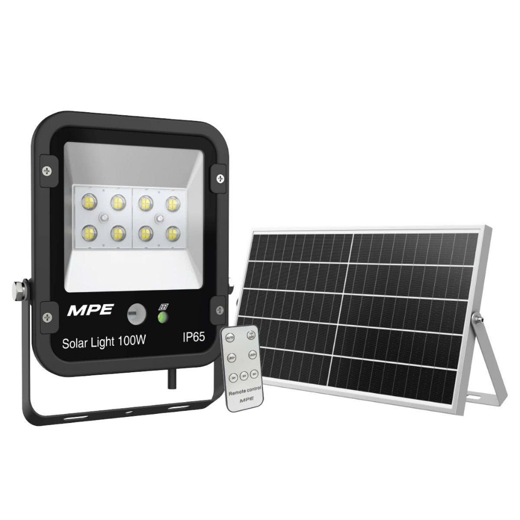 (CHÍNH HÃNG) MPE - Đèn LED pha năng lượng mặt trời 100W-200W ánh sáng trắng