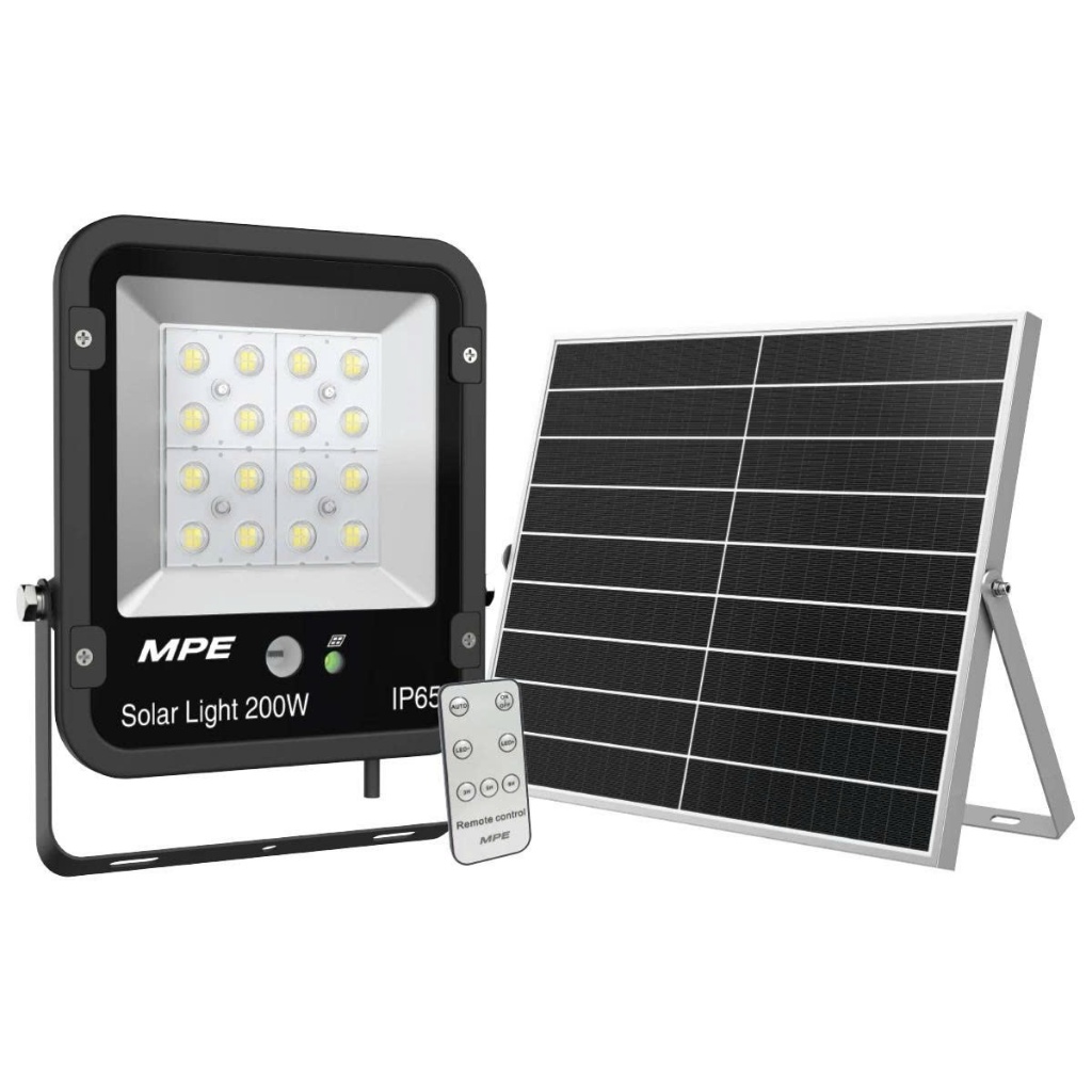 (CHÍNH HÃNG) MPE - Đèn LED pha năng lượng mặt trời 100W-200W ánh sáng trắng