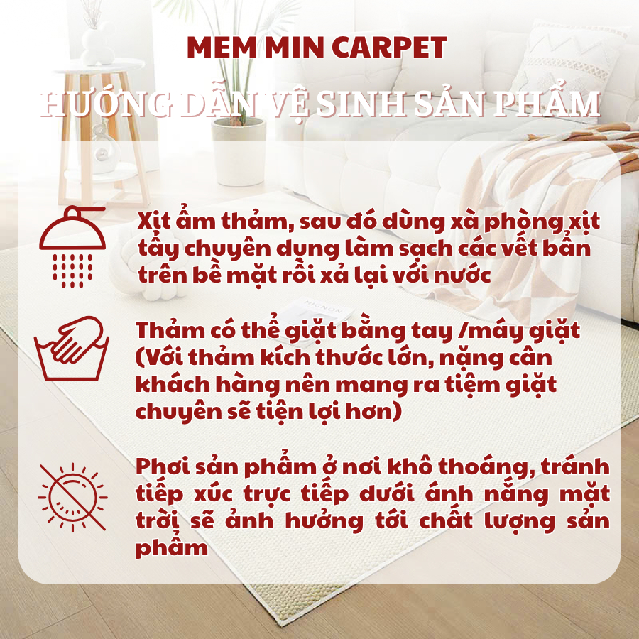 Thảm Dệt Đế Cao Su MemminCarpet Chống Trơn Trượt Phong Cách Hiện Đại Và Sang Trọng, Giúp Căn Phòng Hút Mắt Hơn