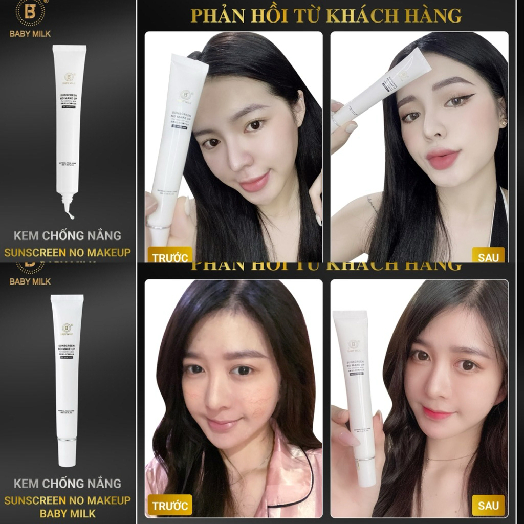 [Mới] Kem Chống Nắng Trong Veo Sunscreen No Make Up Baby Milk - Hàng Hiệu Cao Thiên Nhi
