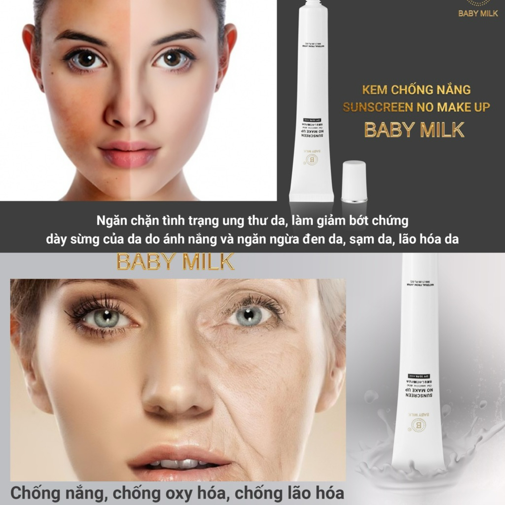 [Mới] Kem Chống Nắng Trong Veo Sunscreen No Make Up Baby Milk - Hàng Hiệu Cao Thiên Nhi