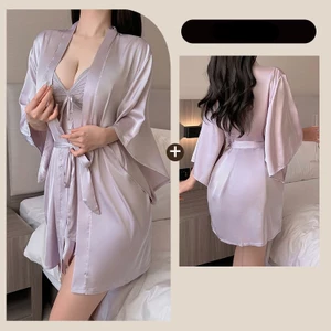 Áo choàng ngủ lụa siêu sang chảnh kèm đai thắt eo mẫu bán chạy
