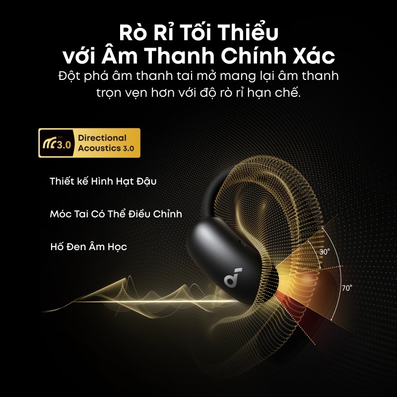 Tai nghe bluetooth kẹp tai Anker soundcore AeroFit 2, âm thanh Hi-Res, có thể điều chỉnh theo kích thước tai, đeo êm ái | BigBuy360 - bigbuy360.vn