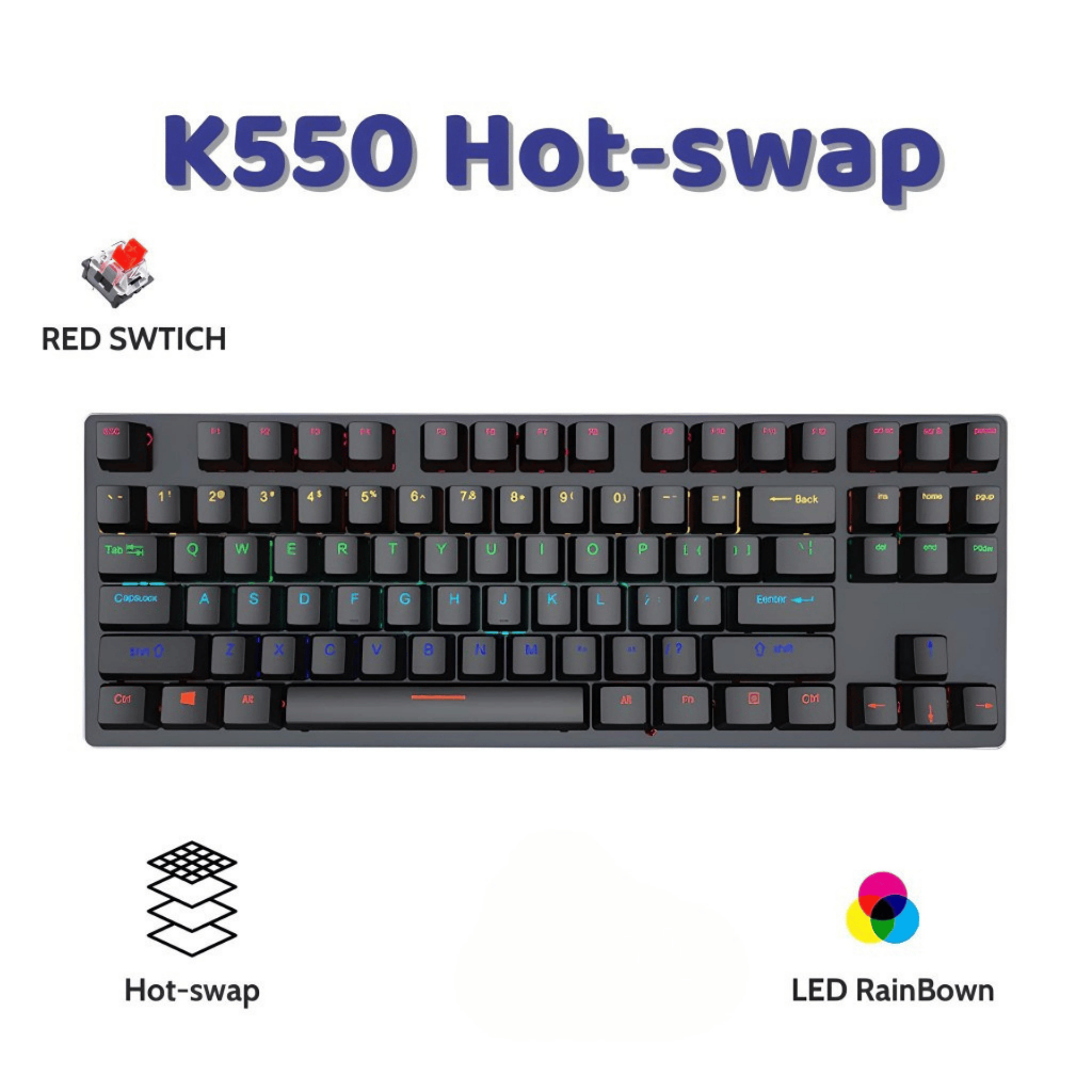 Bàn phím cơ Gaming K550  V4 Blue Switch - Hot-swap , LED Rainbow , chống nước