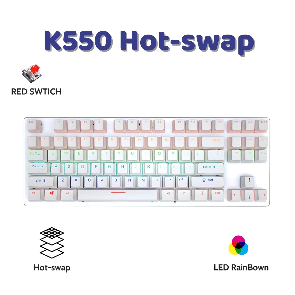 Bàn phím cơ Gaming K550  V4 Blue Switch - Hot-swap , LED Rainbow , chống nước