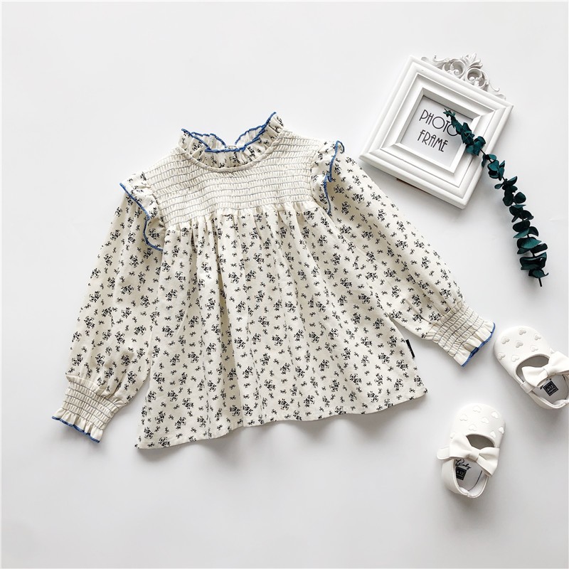 Áo Babydoll Dài Tay Cho Bé Gái Hania Kids Họa Tiết Hoa Nhí, Phong Cách Tiểu Thư