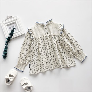 Áo Cho Bé Gái, Áo Dài Tay Cho Bé Gái Thiết Kế Cổ Cao Chất Liệu Cotton Mềm Mại
