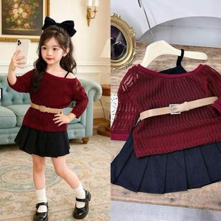 S133-[tomnaukid] Set 3 chi tiết áo lưới + áo dây phối chân váy xếp ly ( có quần bảo hộ) Size từ 8-30Kg