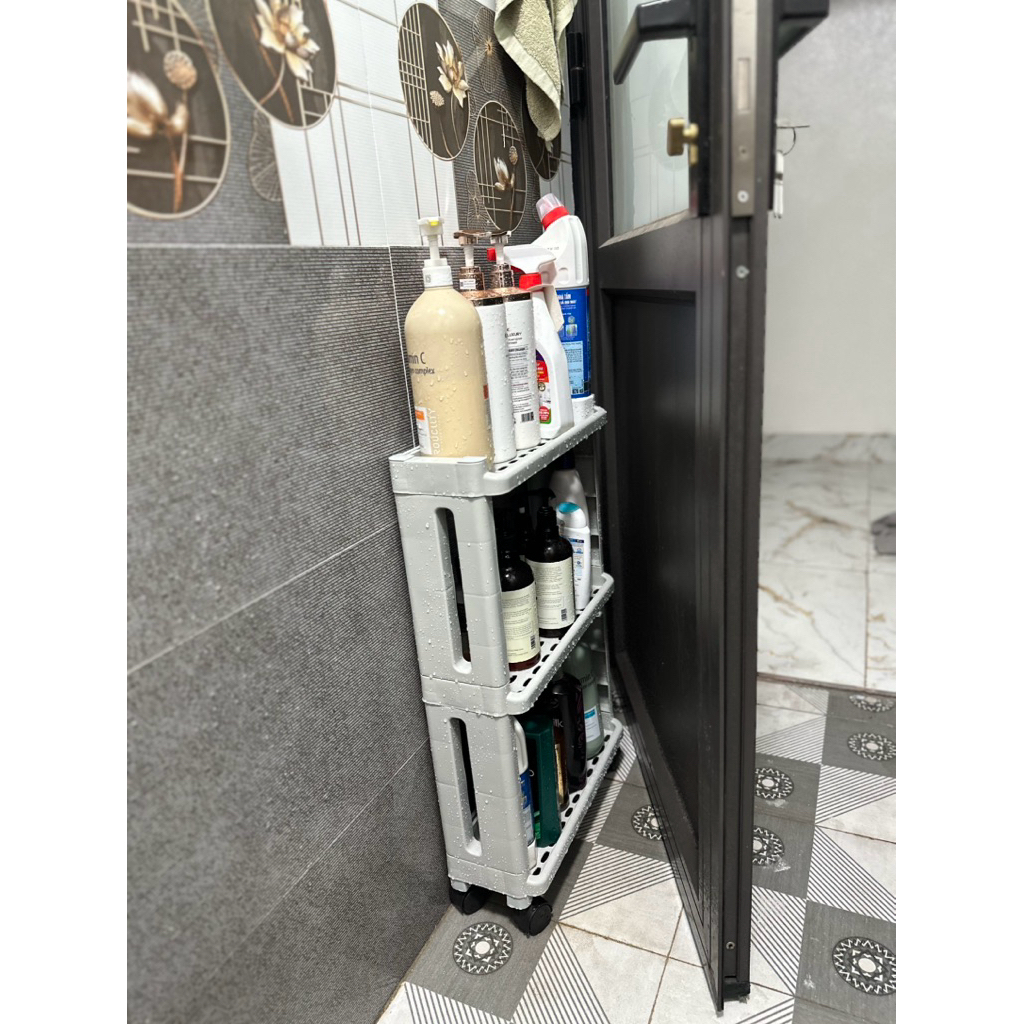 Kệ Khe Hẹp 15cm 3 Tầng COZYHOME Có Bánh Xe | Kệ Nhựa PP Cao Cấp Đựng Đồ Nhà Tắm – Nhà Bếp Tiết Kiệm Không Gian