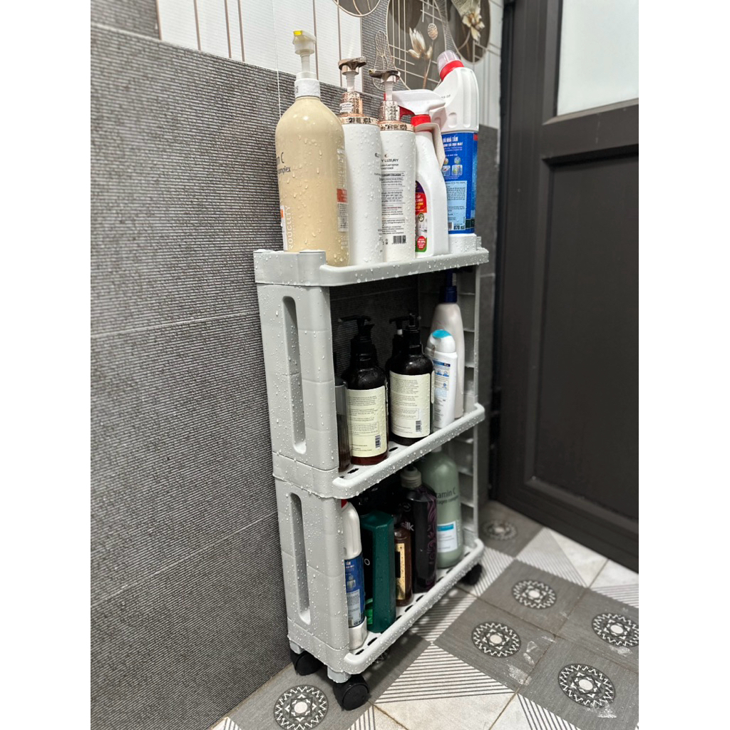 Kệ Khe Hẹp 15cm 3 Tầng COZYHOME Có Bánh Xe | Kệ Nhựa PP Cao Cấp Đựng Đồ Nhà Tắm – Nhà Bếp Tiết Kiệm Không Gian
