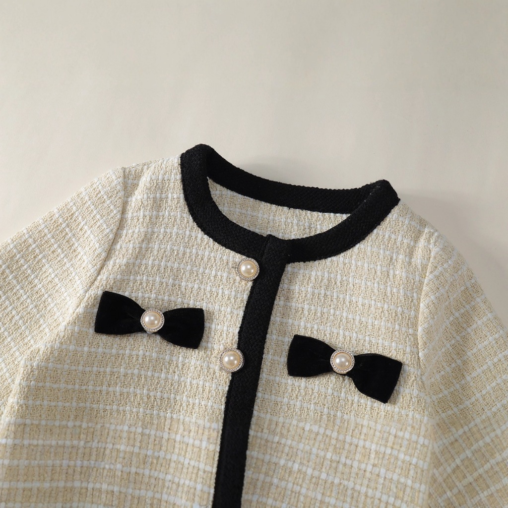 Set Đồ Bé Gái Hania Kids, Áo Dài Tay Phối Nơ Và Chân Váy Xếp Ly Sang Trọng Cho Bé Đi Tiệc, Đi Chơi
