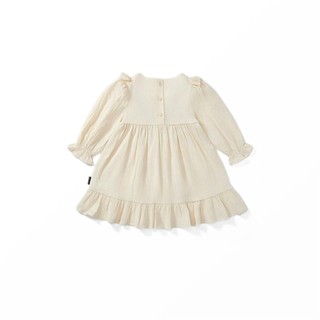 Váy Cho Bé Gái, Váy Dài Tay Cho Bé Gái Thiết Kế Thêu Hoa Tay Bo Chun Chất Cotton Mềm Mại