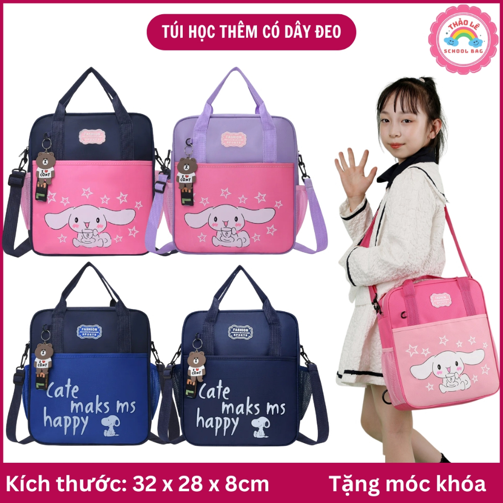 Túi học thêm cho bé đi học đi chơi, chống thấm nước, túi đựng sách vỡ học sinh đi học trẻ em có dây đeo quai xách TL2353