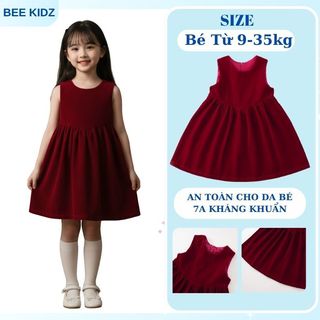 Váy Cho Bé Gái, Váy Nhung Cho Bé Gái Thiết Kế Dáng Suông Xinh Xắn Ấm Áp