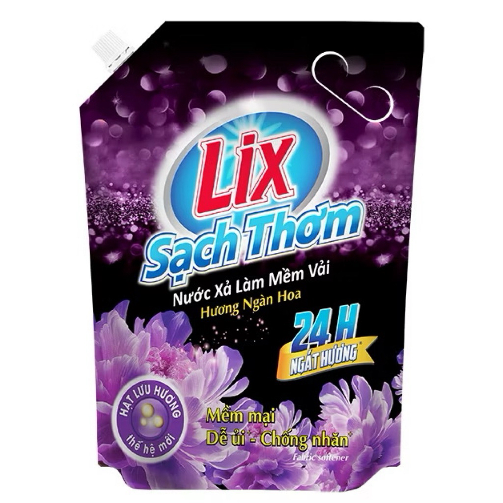 (Xả túi 2.2 lít) Nước xả làm mềm vải Lix sạch thơm hương ngàn hoa túi 2,2L