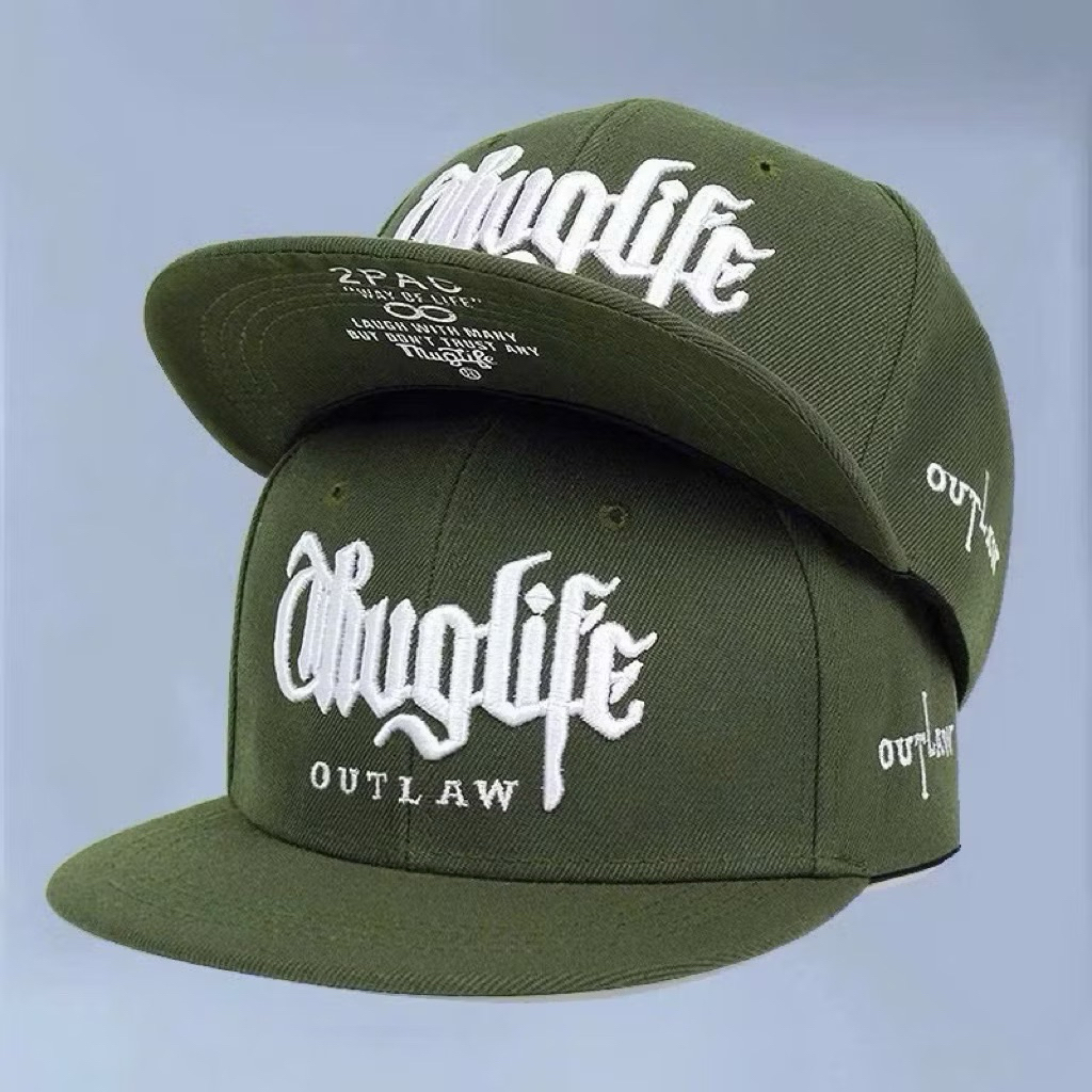 Mũ hiphop 2Pac in kết dưới - Nón mỏ bằng logo Thug-LiFe Phối khoá nhựa bấm thời trang mang phối hàng ngày siêu ngầu
