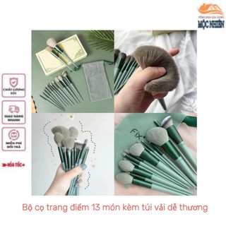 Bộ cọ trang điểm 13 món kèm túi vải dễ thương