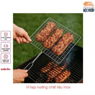 Vỉ kẹp nướng thịt, nướng đồ ăn, chất liệu inox siêu bền, tiện dụng