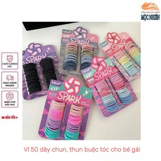 Vỉ 50 dây chun, thun buộc tốc cho bé gái, nhiều màu sắc siêu dễ thương, tiện dụng