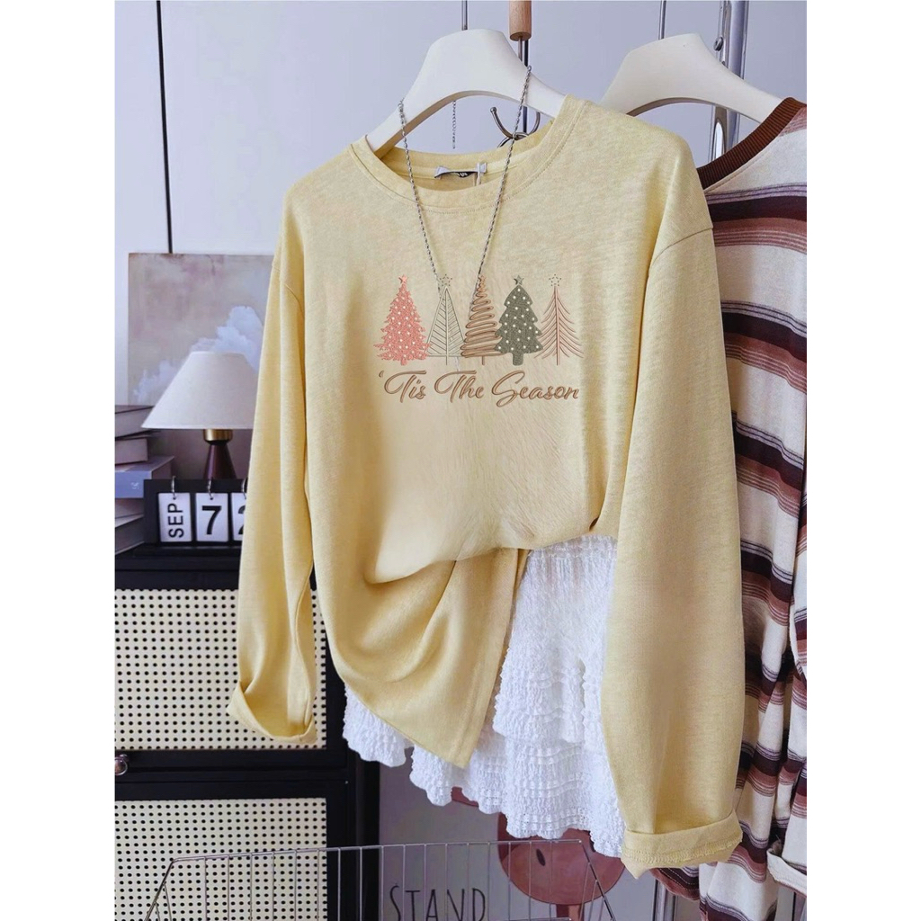 Áo thun dài tay Thu Đông 2025, Áo phông tay dài dáng rộng in hình JULY FASHION, chất thun xượt mềm mại