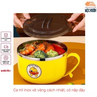 Tô ăn mì, ca ăn mì inox Vịt Vàng, cách nhiệt, có nắp đậy