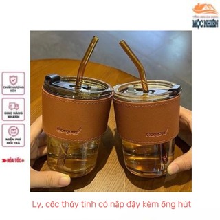 Ly, cốc thuỷ tinh uống nước có ống hút - Sang trọng, siêu bền, tiện dụng