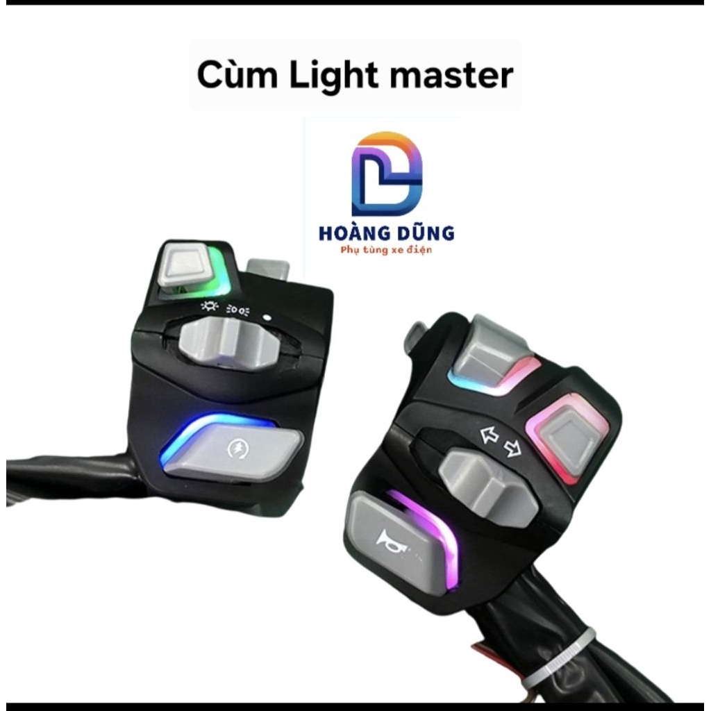 Cùm công tắc Light Master có đèn nhập khẩu cao cấp hàng chuẩn chính hãng gắn các dòng xe máy, xe điện v.v