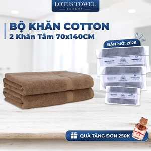Bộ 2 Khăn Tắm 70x140cm Châu Âu LOTUS, 100% Cotton Mềm Mịn, Thấm Hút Không Ra Màu