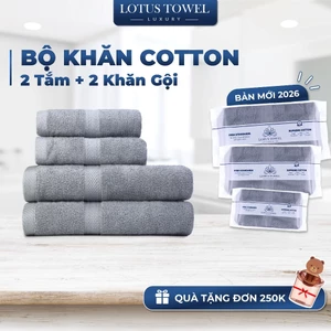 Combo Tắm Gội ( 2 Khăn Tắm - 2 Khăn Gội ) 100% Cotton Cao Cấp Mềm Mịn Thấm Hút Không Ra Màu
