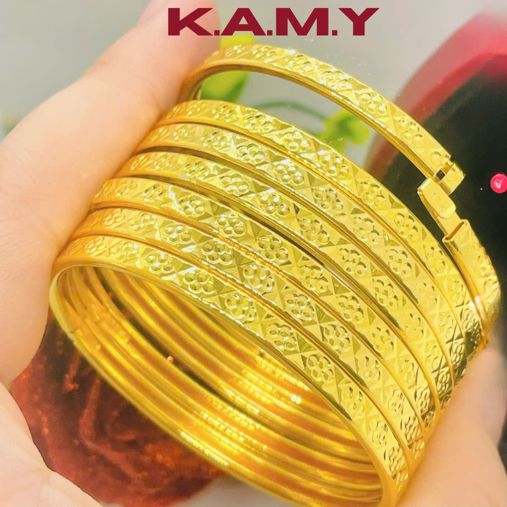 Vòng Ximen 7 Chiếc Hoa Văn Cực Đẹp Mạ Vàng 24k Bền Màu Lâu Phai - Trang sức Ximen đẹp mẫu mới
