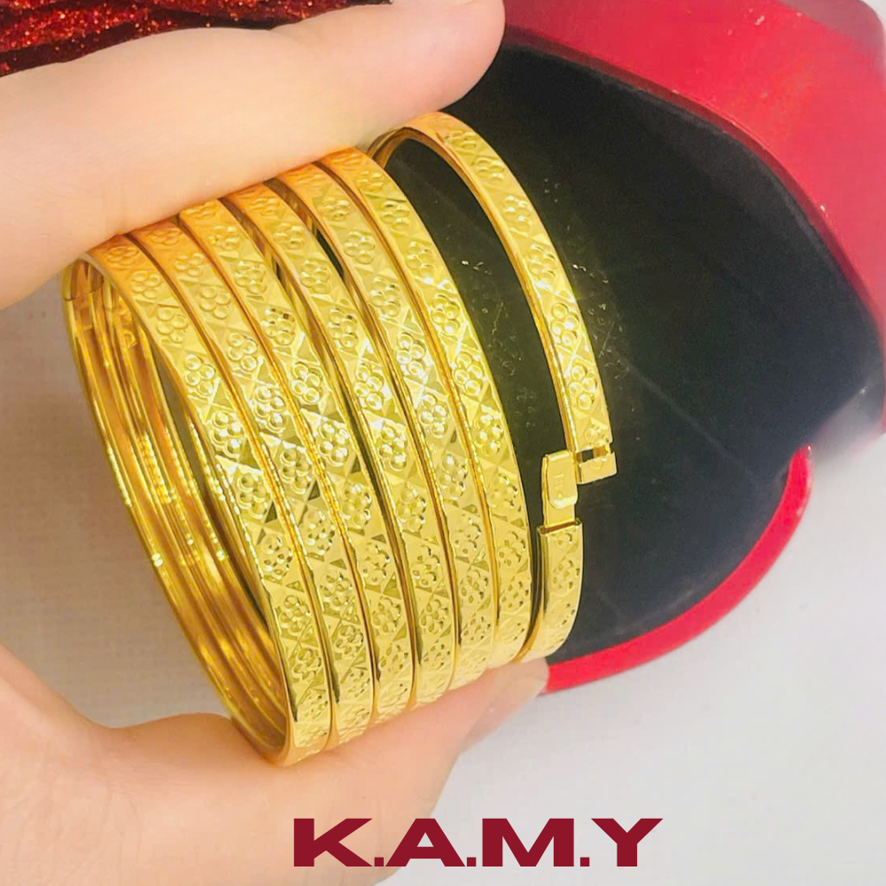 Vòng Ximen 7 Chiếc Hoa Văn Cực Đẹp Mạ Vàng 24k Bền Màu Lâu Phai - Trang sức Ximen đẹp mẫu mới