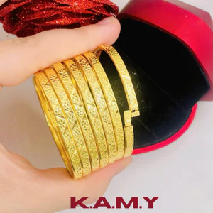 Vòng Ximen 7 Chiếc Hoa Văn Cực Đẹp Mạ Vàng 24k Bền Màu Lâu Phai - Trang sức Ximen đẹp mẫu mới