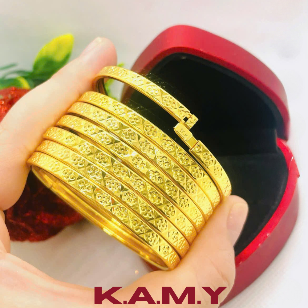 Vòng Ximen 7 Chiếc Hoa Văn Cực Đẹp Mạ Vàng 24k Bền Màu Lâu Phai - Trang sức Ximen đẹp mẫu mới