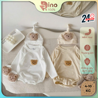 Set body dài tay 3 chi tiết cho bé đầy tháng, thôi nôi 3-9Kg. Bộ đồ liền thân sơ sinh. Dino Kids