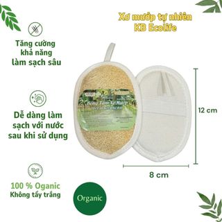 Bông Tắm Xơ Mướp Tự Nhiên KB Ecolife tẩy tế bào chết làm sạch sâu an toàn cho da (Size S) (8x12 cm)