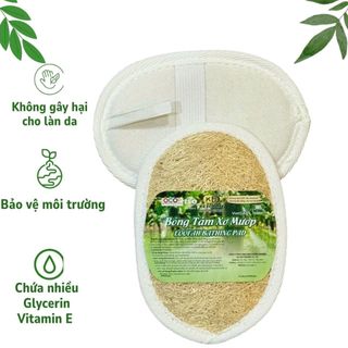 Bông Tắm Xơ Mướp Tự Nhiên KB Ecolife tẩy tế bào chết làm sạch sâu an toàn cho da (Size S) (8x12 cm)