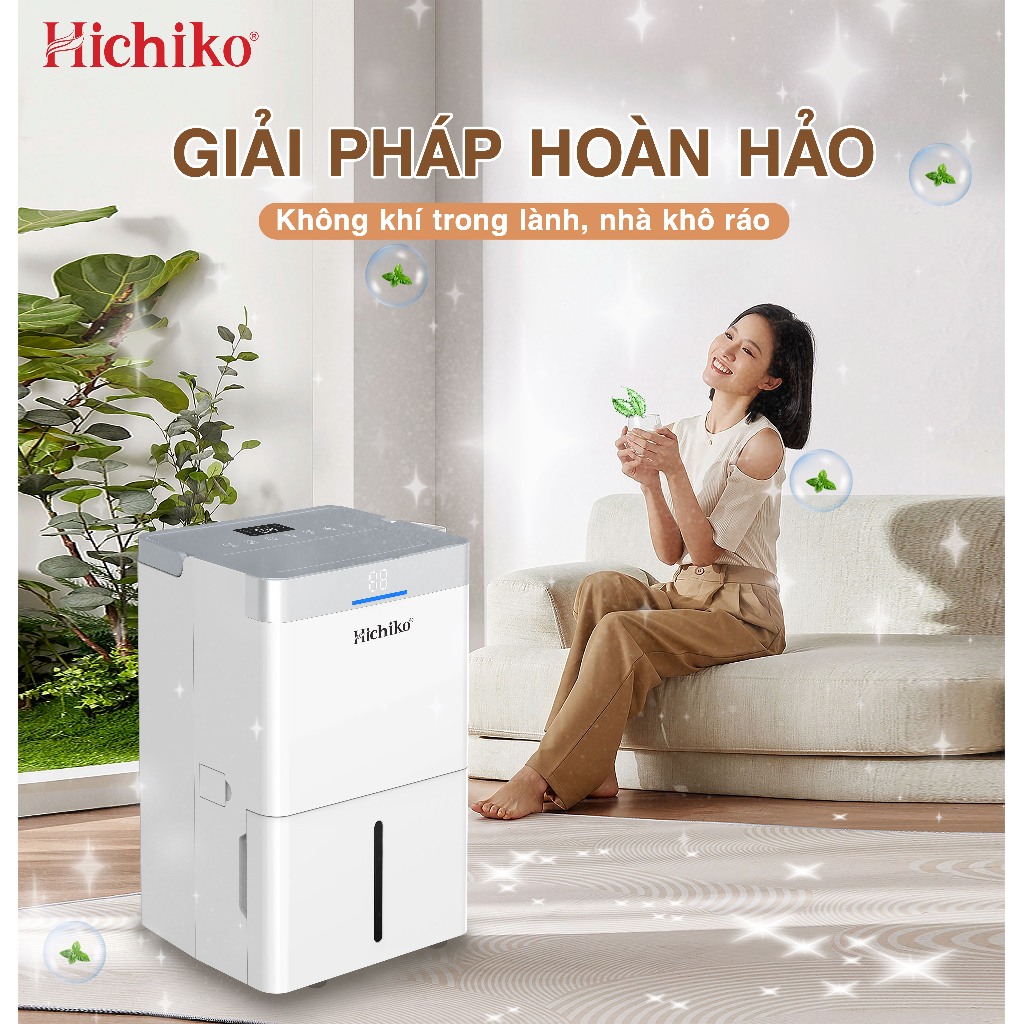 Máy hút ẩm Hichiko HC35DH04 dành cho diện tích từ 60-100m2, công suất hút 35L/ngày
