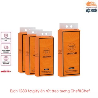 Bịch 1280 tờ Giấy ăn rút treo tường Chef&Chef, giấy khổ lớn - siêu dai, mềm mịn