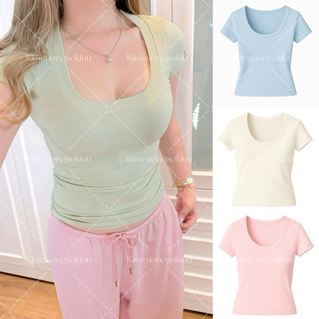 Áo Thun CỔ VUÔNG Ôm Gọn Tôn Dáng